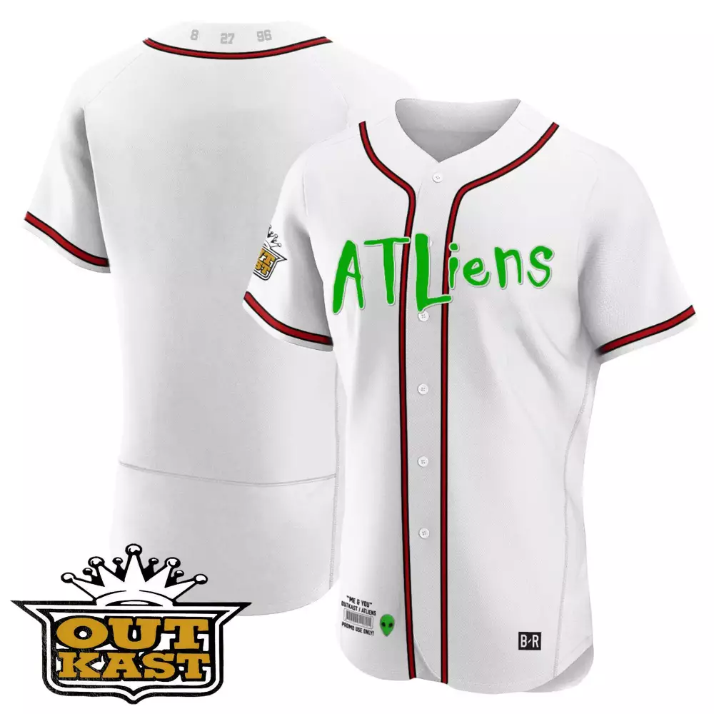 team white youths atlanta braves atliens flex base jersey all stitched