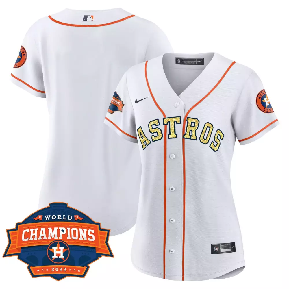 team women cool base houston astros special white gold 2022 world series champions patch jersey n all stitched