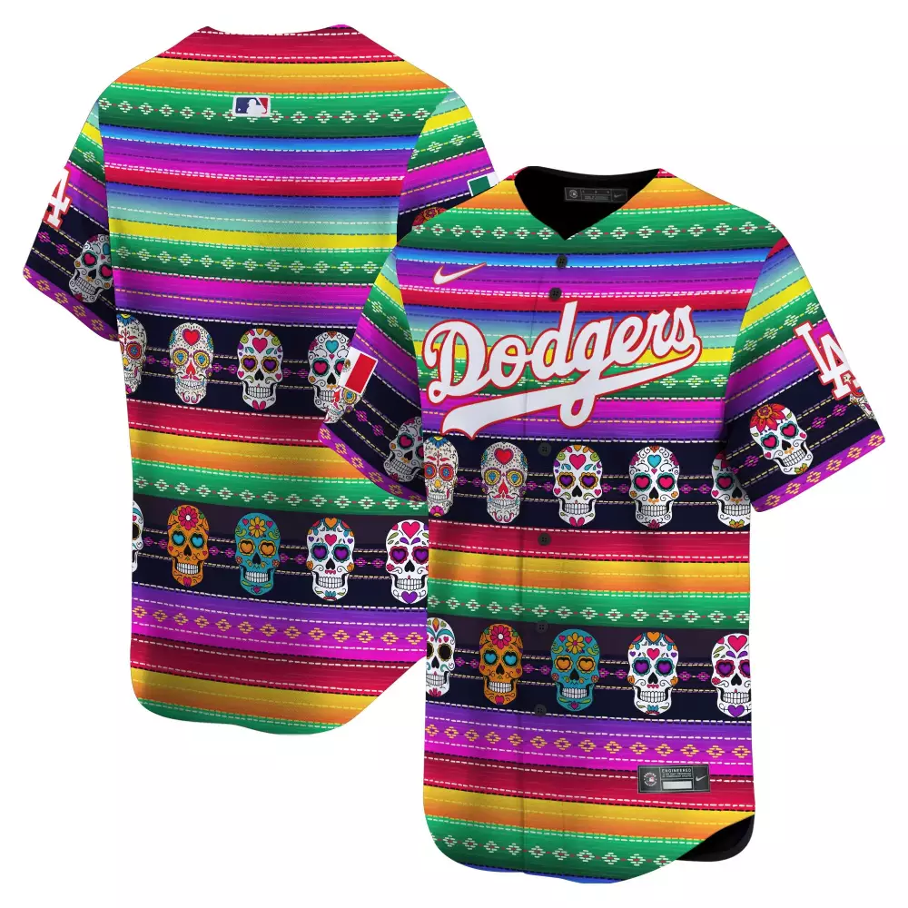 Los Angeles Dodgers Mexican Serape Sugar Skull Vapor Premier Jersey | Printed Limited Edition | Fan Gear for Youth