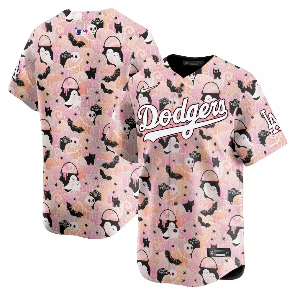 team youth los angeles dodgers pastel halloween pumpkin patch with bats vapor premier limited jersey printed
