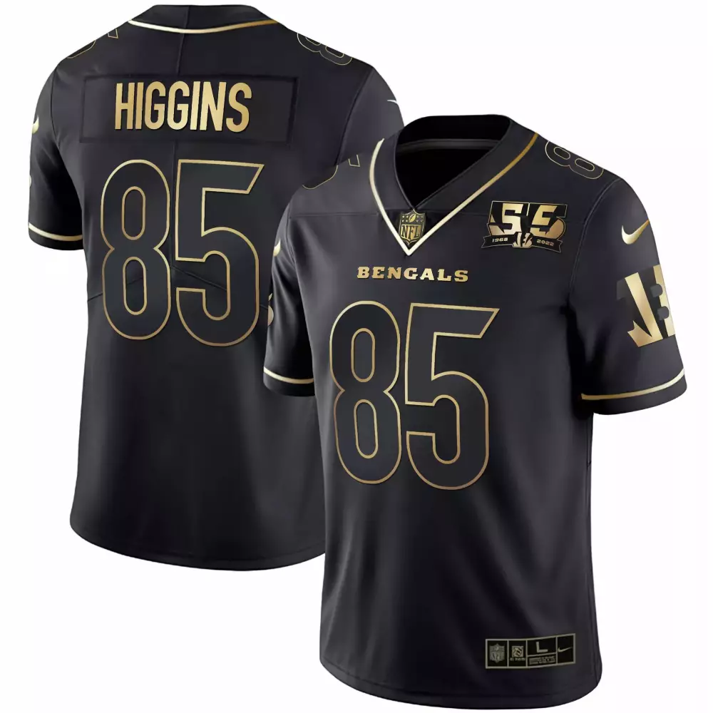 tee higgins black gold mens cincinnati bengals 2024 gold vapor limited jersey all stitched