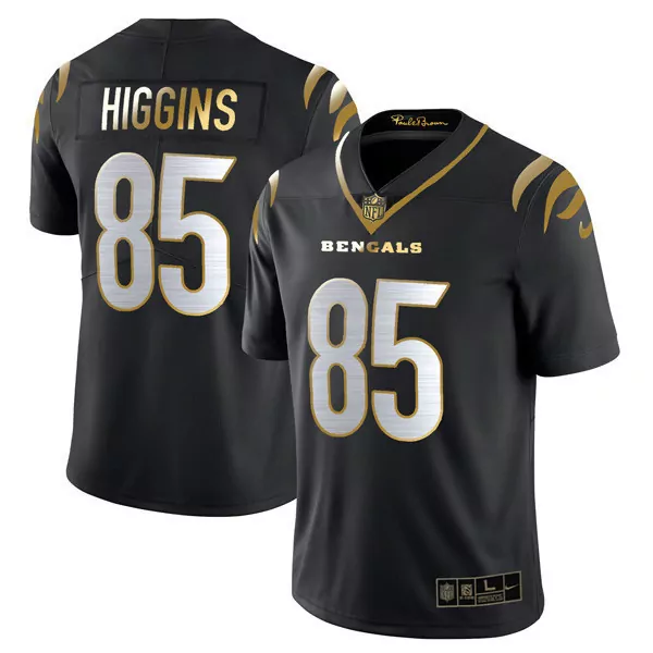 tee higgins black gold mens cincinnati bengals 2024 gold vapor limited jersey all stitched