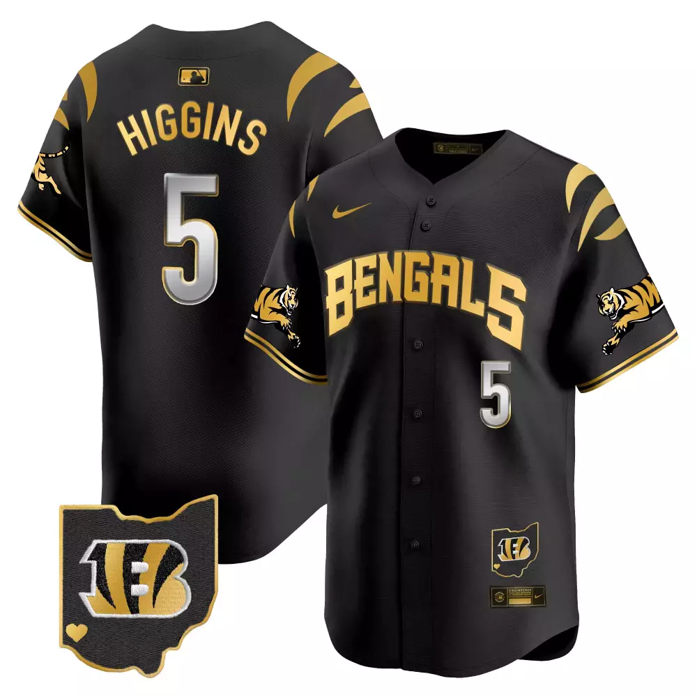 tee higgins black gold mens cincinnati bengals 2024 gold vapor limited jersey all stitched