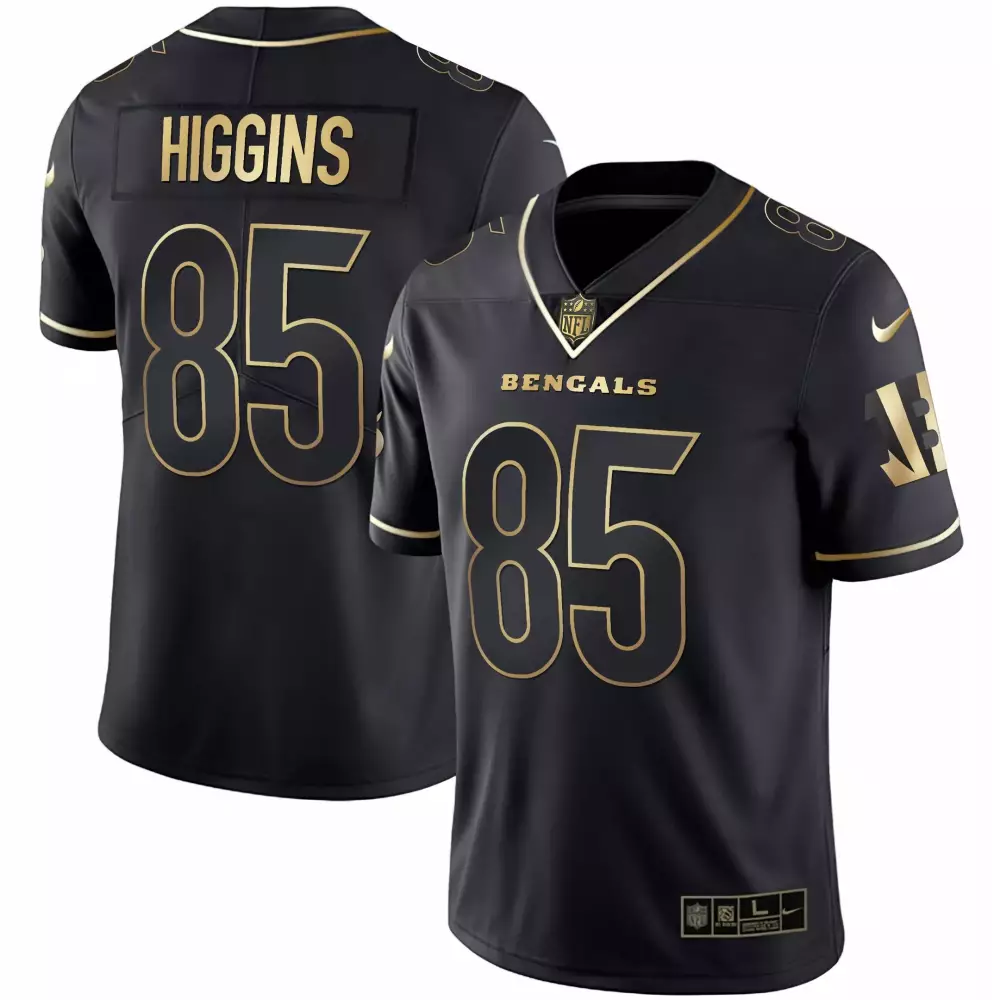 tee higgins black gold mens cincinnati bengals white gold black gold jersey all stitched