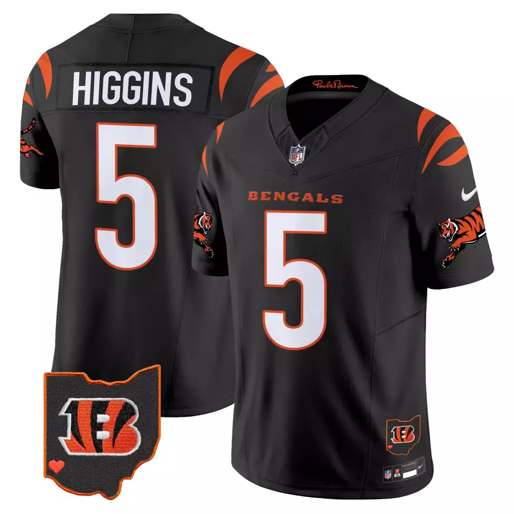 tee higgins black mens cincinnati bengals 2024 game jersey all stitched