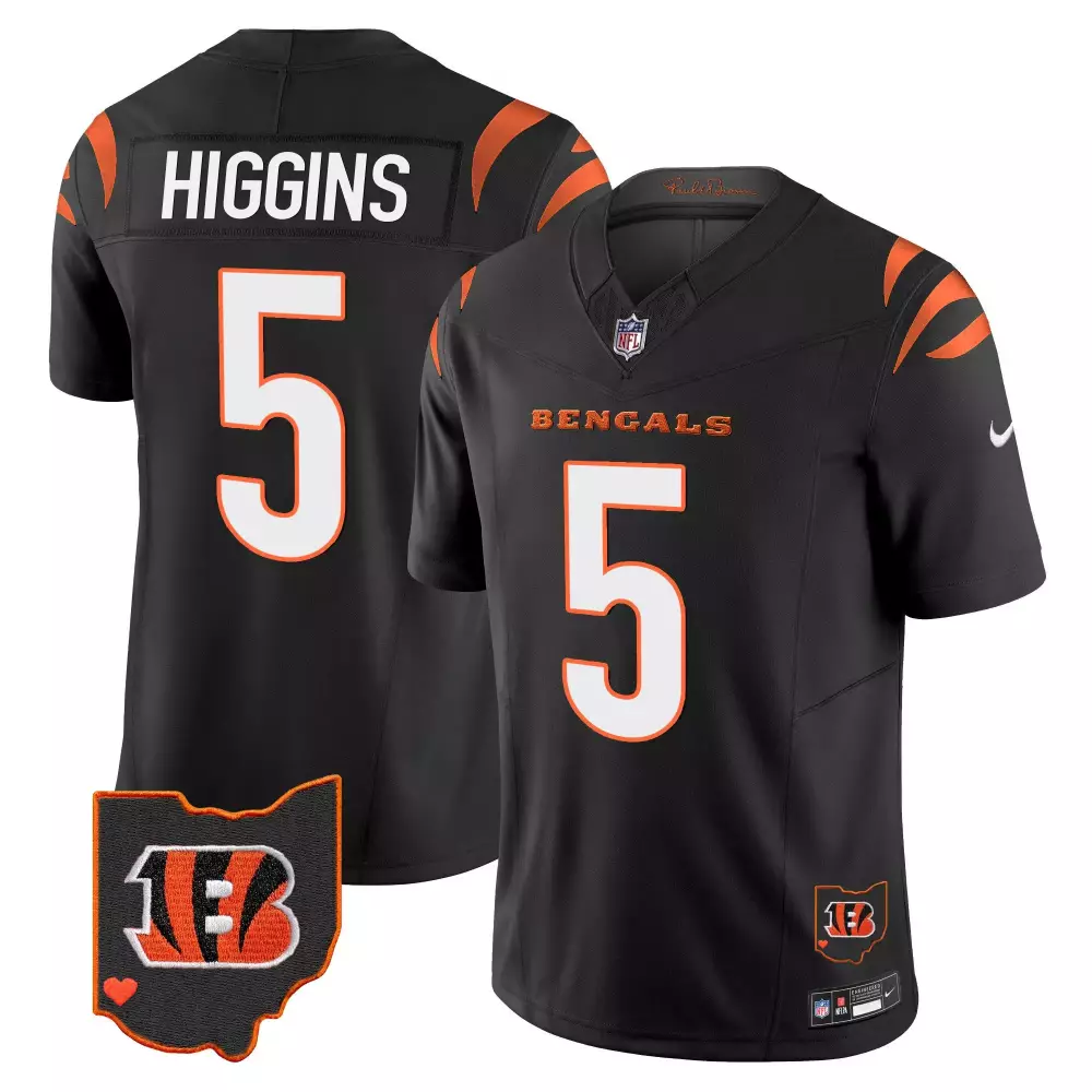 tee higgins black mens cincinnati bengals 2024 game jersey all stitched