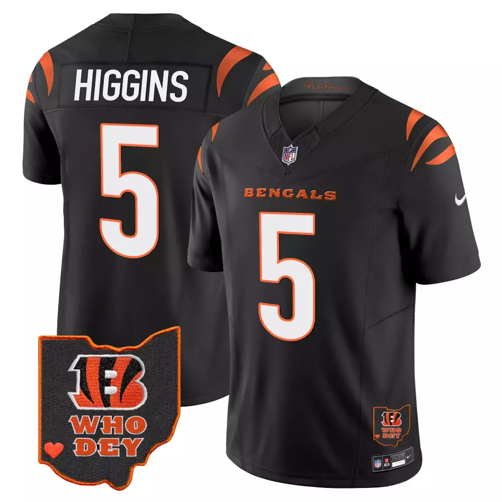 tee higgins black mens cincinnati bengals ohio patch vapor limited jersey v2 all stitched