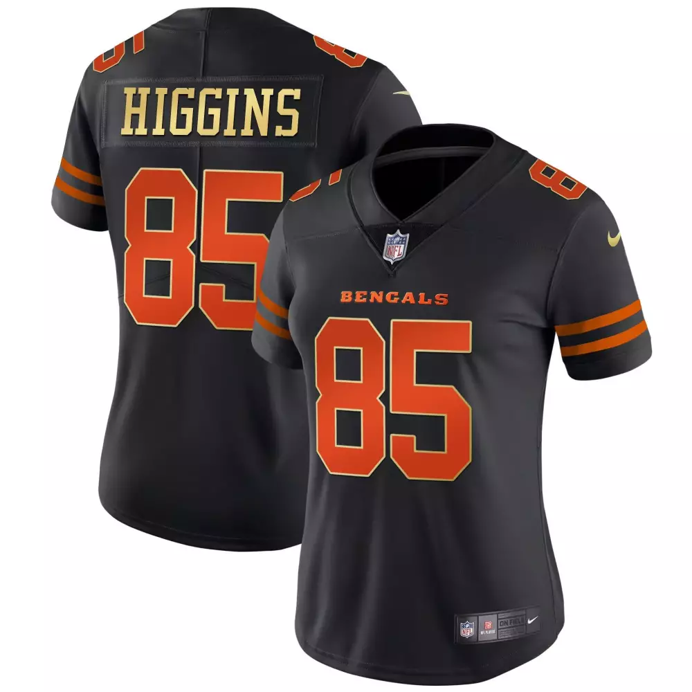 tee higgins black orange womens cincinnati bengals black gold vapor jersey all stitched