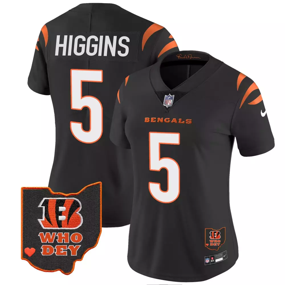 tee higgins black orange womens cincinnati bengals black gold vapor jersey all stitched