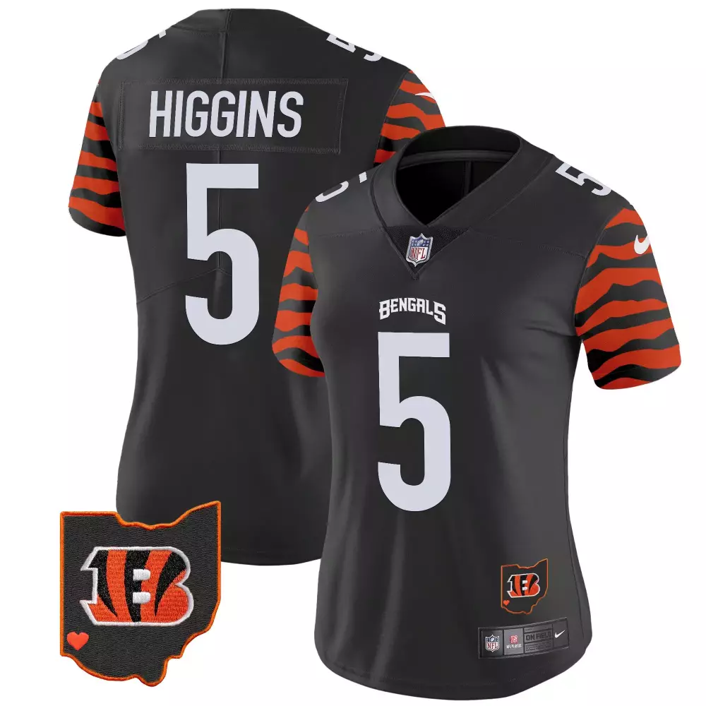 tee higgins black womens cincinnati bengals special vapor limited jersey all stitched