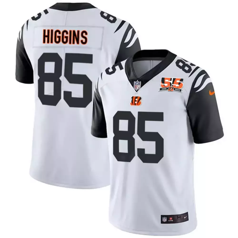 tee higgins color rush mens cincinnati bengals 55th 1968 2022 anniversary patch player vapor limited jersey all stitched