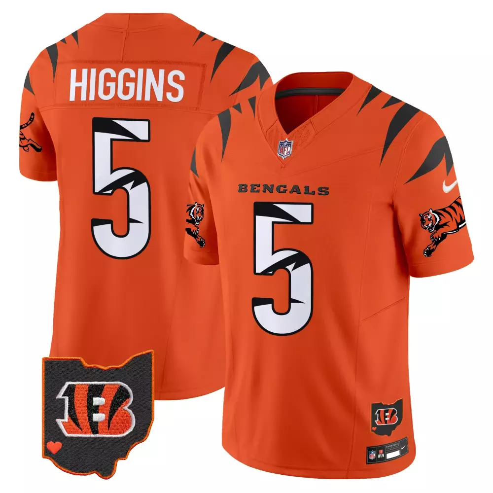 tee higgins orange mens cincinnati bengals special vapor limited jersey all stitched