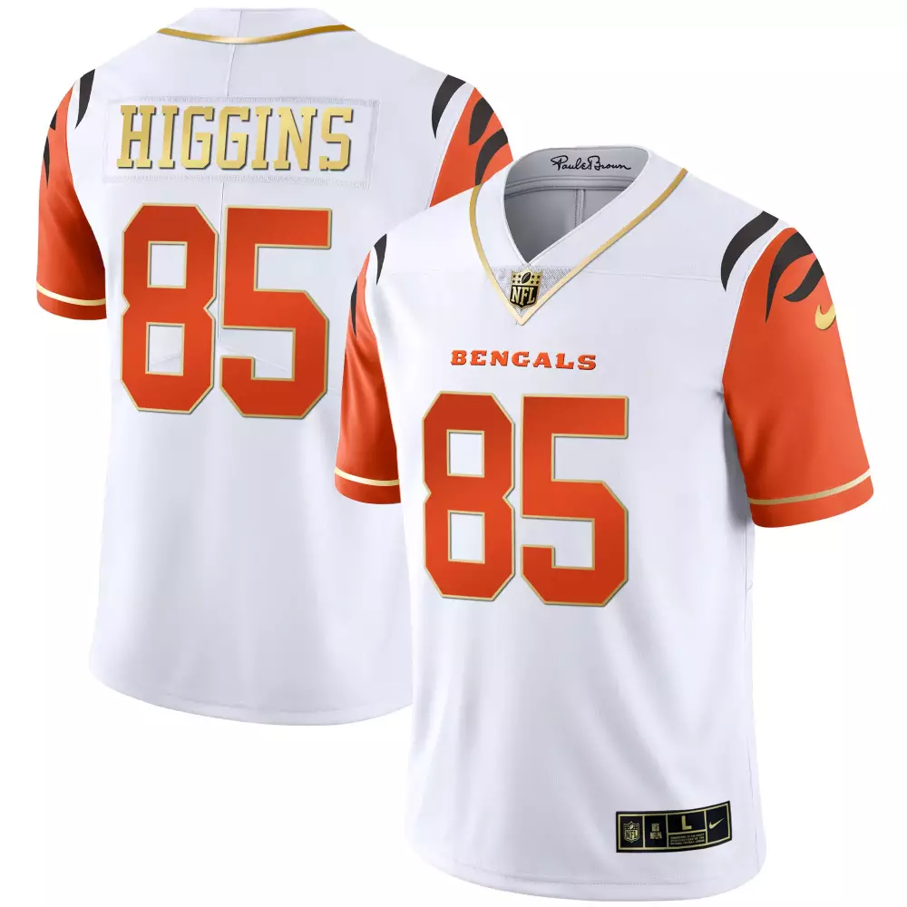 tee higgins orange mens cincinnati bengals who dey patch jersey all stitched