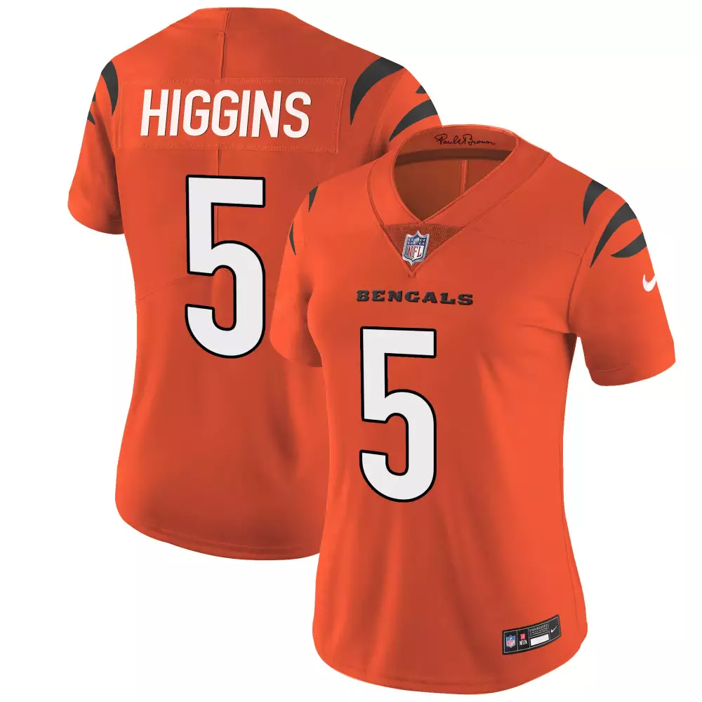 tee higgins orange womens cincinnati bengals ohio patch vapor limited jersey v2 all stitched