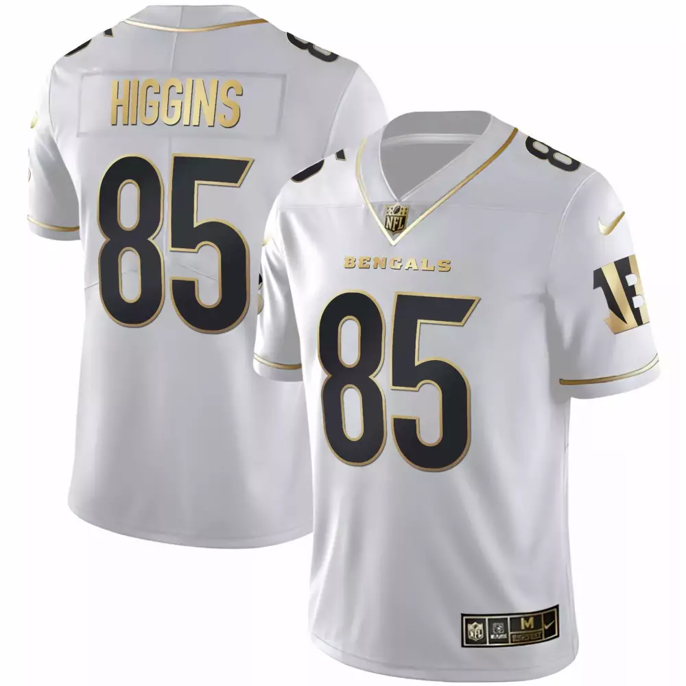 tee higgins white gold womens cincinnati bengals 2024 gold vapor limited jersey all stitched