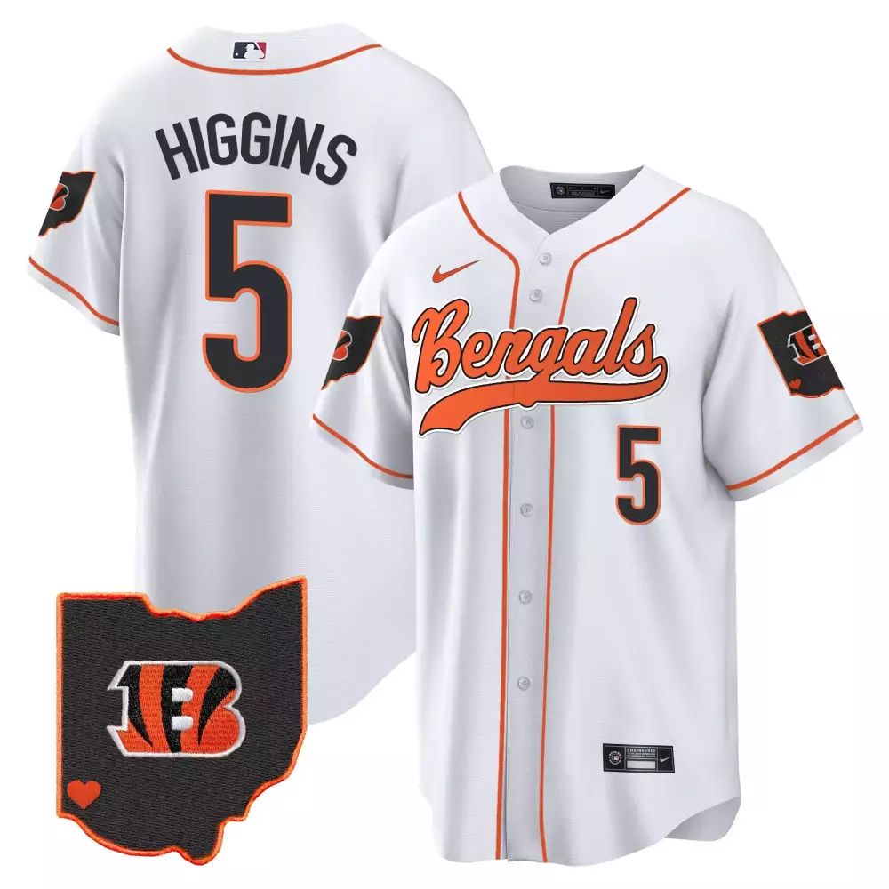 tee higgins white mens cincinnati bengals 55th 1968 2022 anniversary patch player vapor limited jersey all stitched
