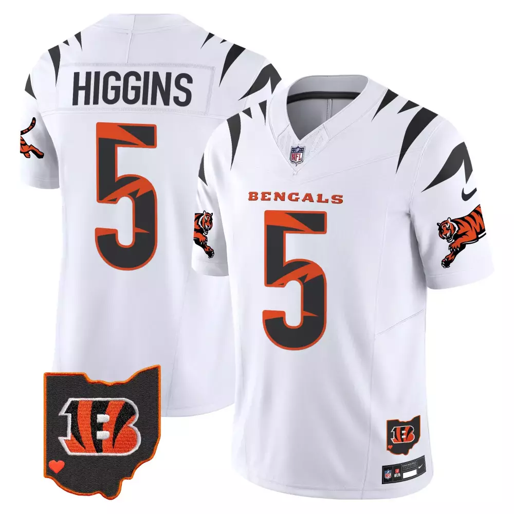 tee higgins white mens cincinnati bengals regular vapor jersey all stitched