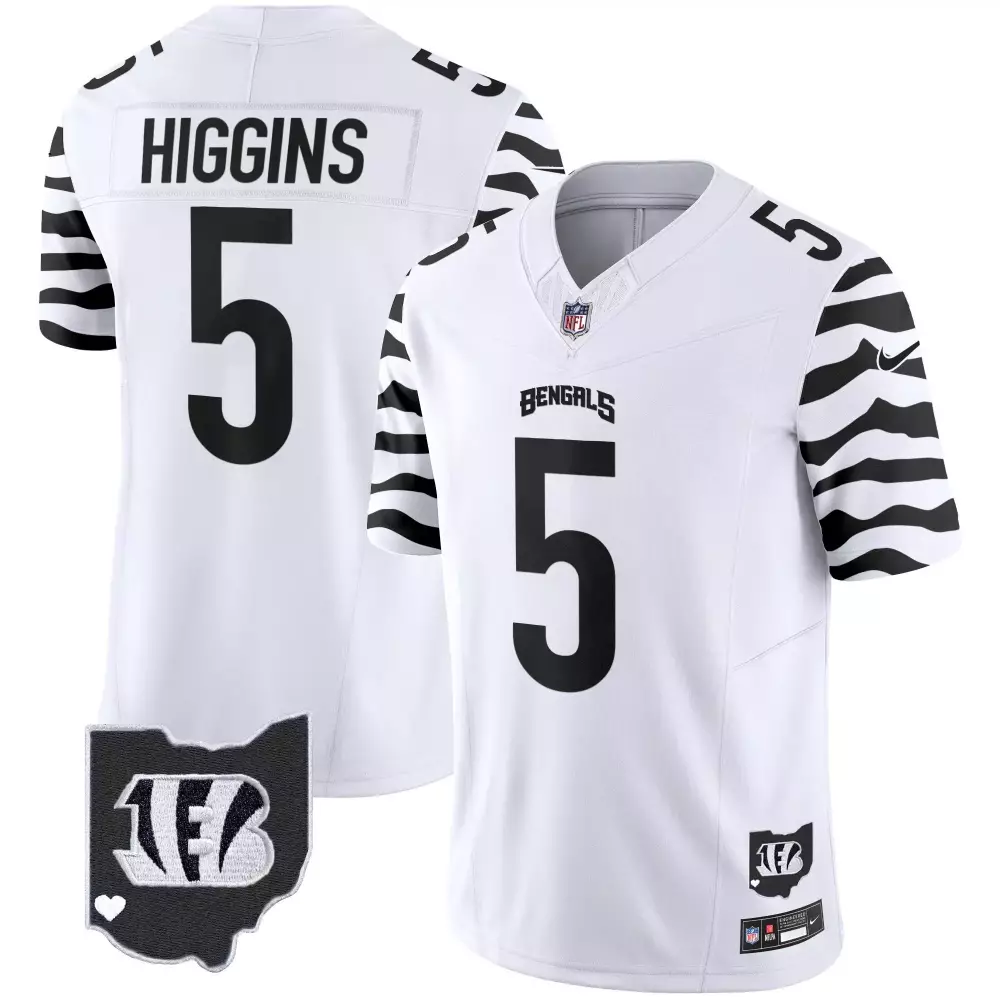 tee higgins white mens cincinnati bengals regular vapor jersey all stitched