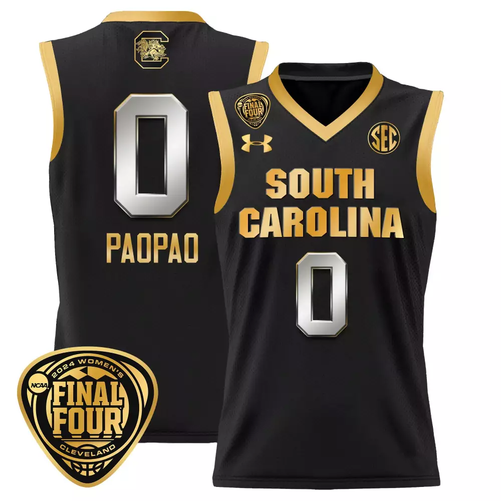 tehina paopao black gold womens size south carolina gamecocks 2024 final four basketball jersey v2 women patch all stitc