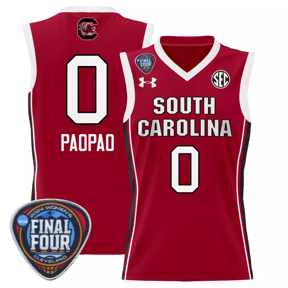 tehina paopao red womens size south carolina gamecocks 2024 final four basketball jersey v2 women patch all stitched