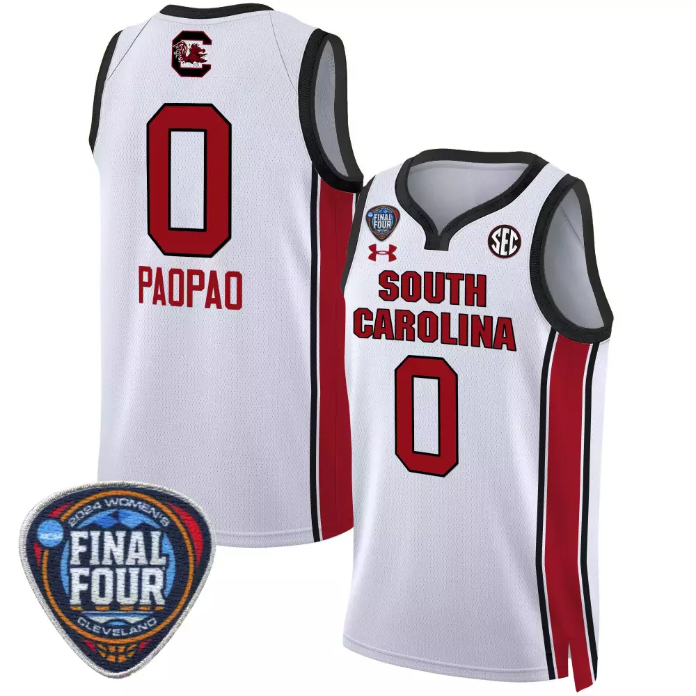 tehina paopao white womens size south carolina gamecocks 2024 final four basketball jersey v2 women patch all stitched
