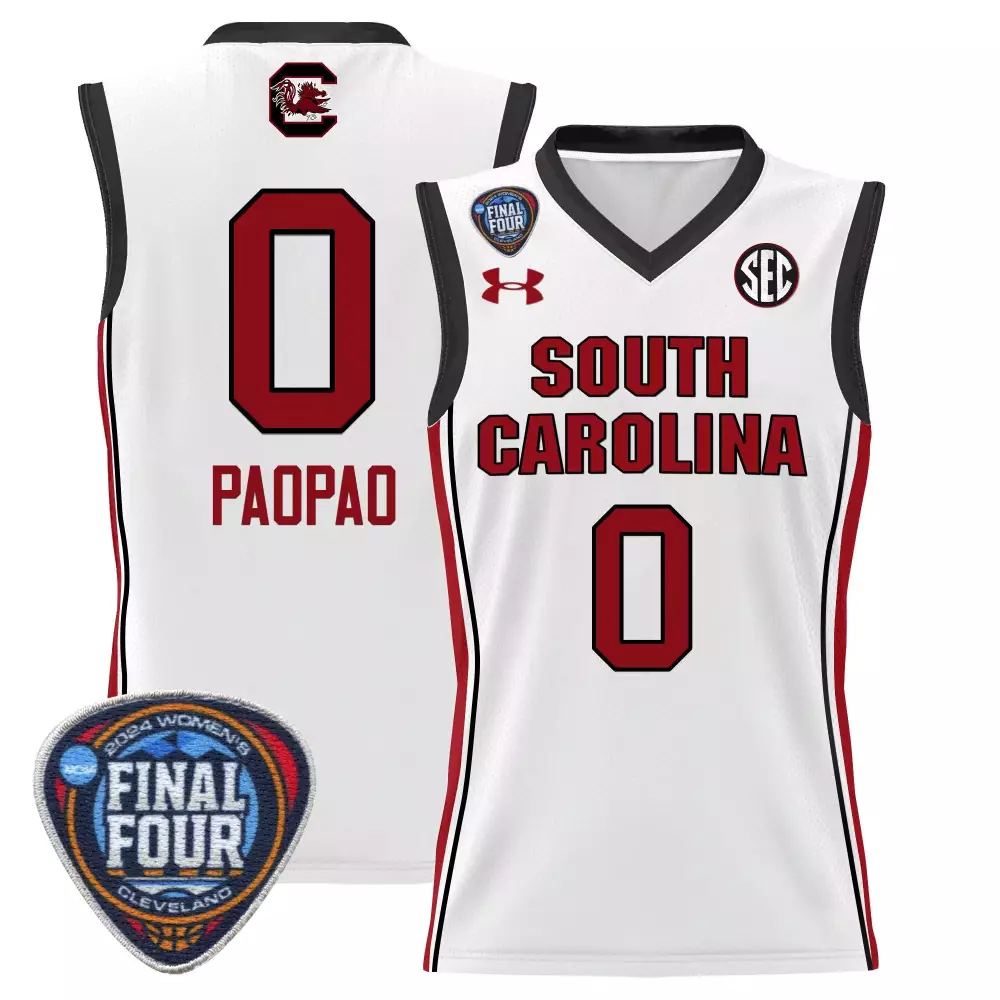 tehina paopao white womens size south carolina gamecocks 2024 final four basketball jersey v2 women patch all stitched