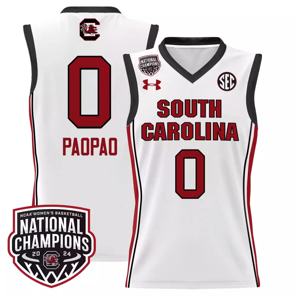 tehina paopao white womens size south carolina gamecocks 2024 final four basketball jersey v2 women patch all stitched