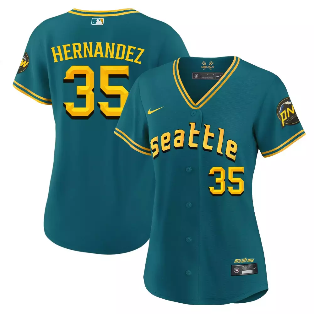 teoscar hernandez aqua womens seattle mariners 2023 city connect fan made jersey all stitched