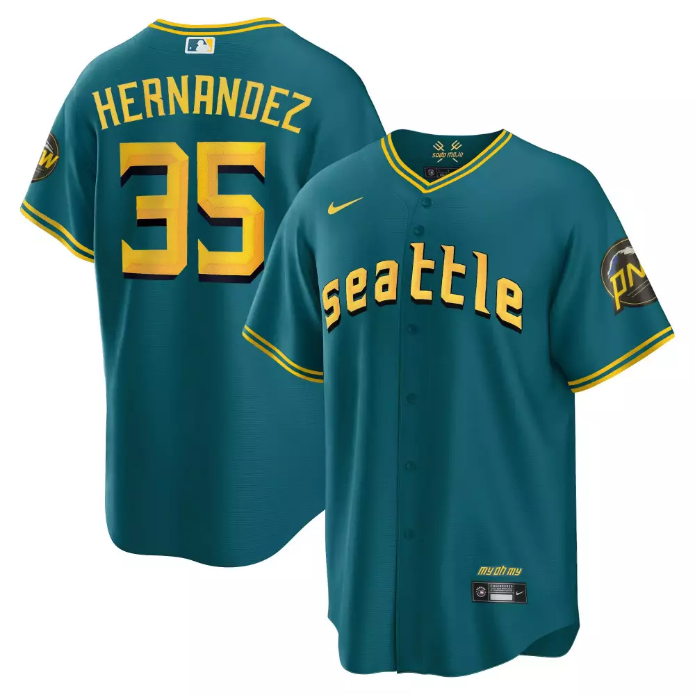 teoscar hernandez aqua womens seattle mariners 2023 city connect fan made jersey all stitched