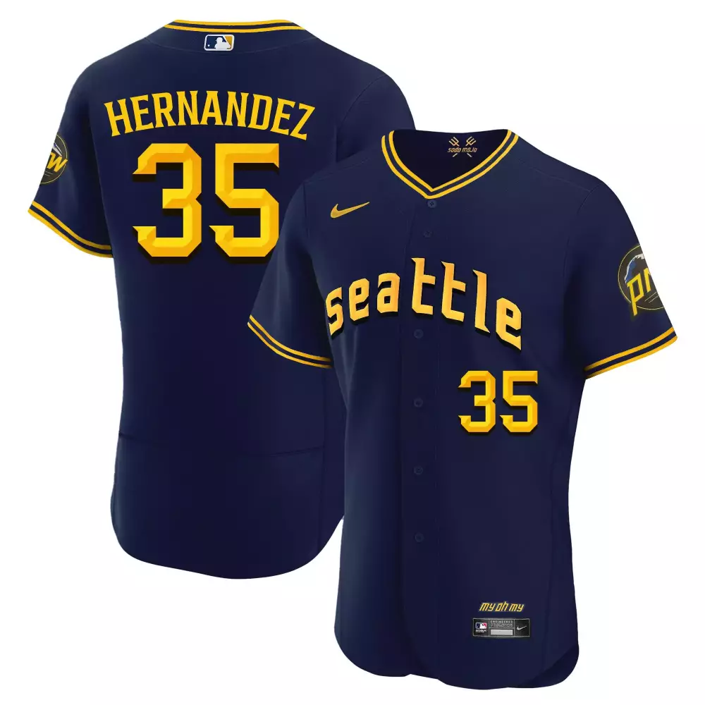 teoscar hernandez flex navy mens seattle mariners 2023 city connect fan made collection jersey all stitched