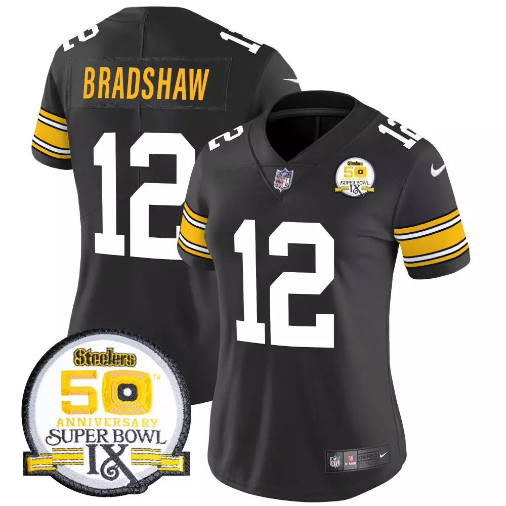 Terry Bradshaw 1975 Throwback Steelers Vapor Limited Jersey | 80th Anniversary Patch | Game Day Outfit for Men, Women & Youth