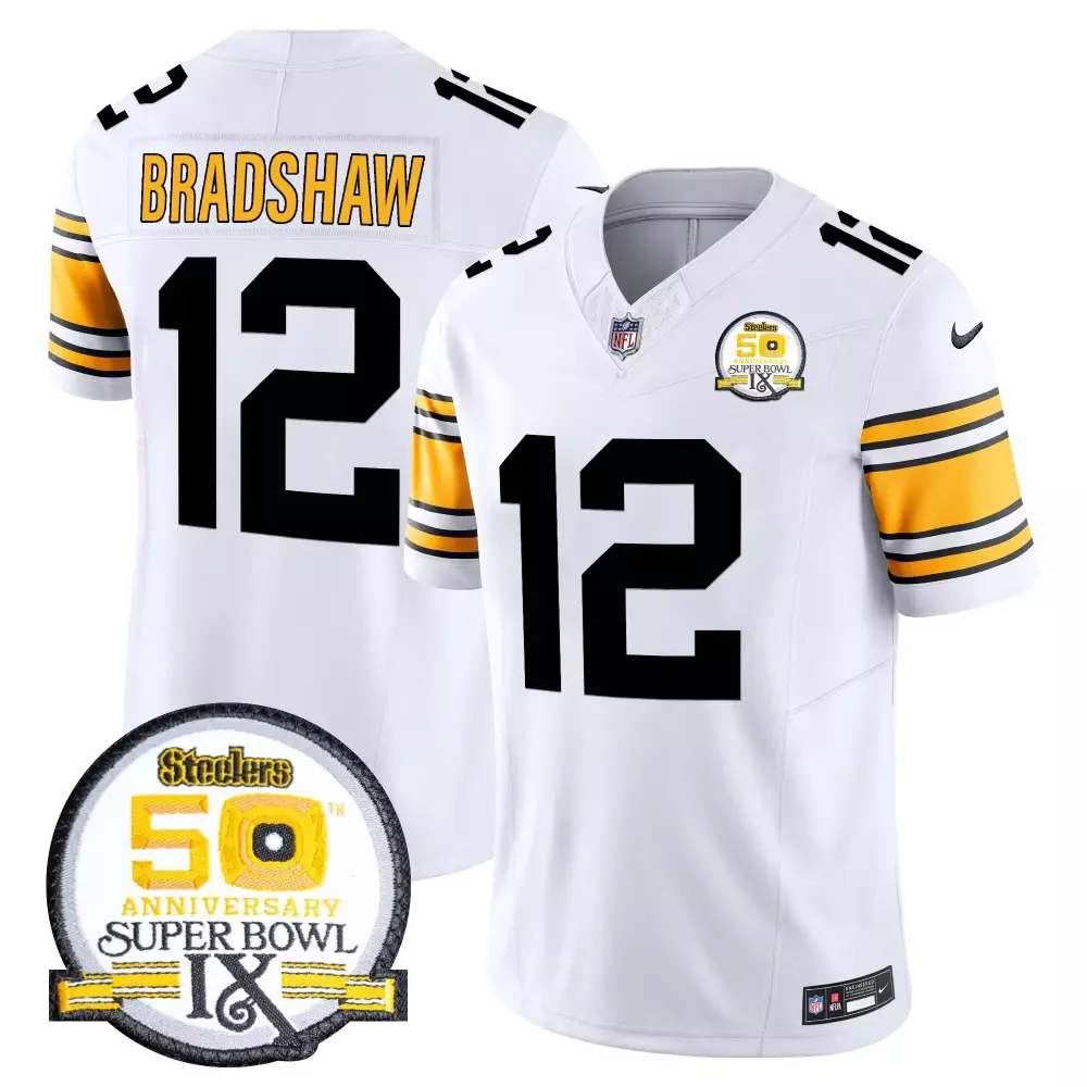 Terry Bradshaw 1975 White Steelers Vapor Limited Jersey | 2024 Edition | For Men, Women & Youth
