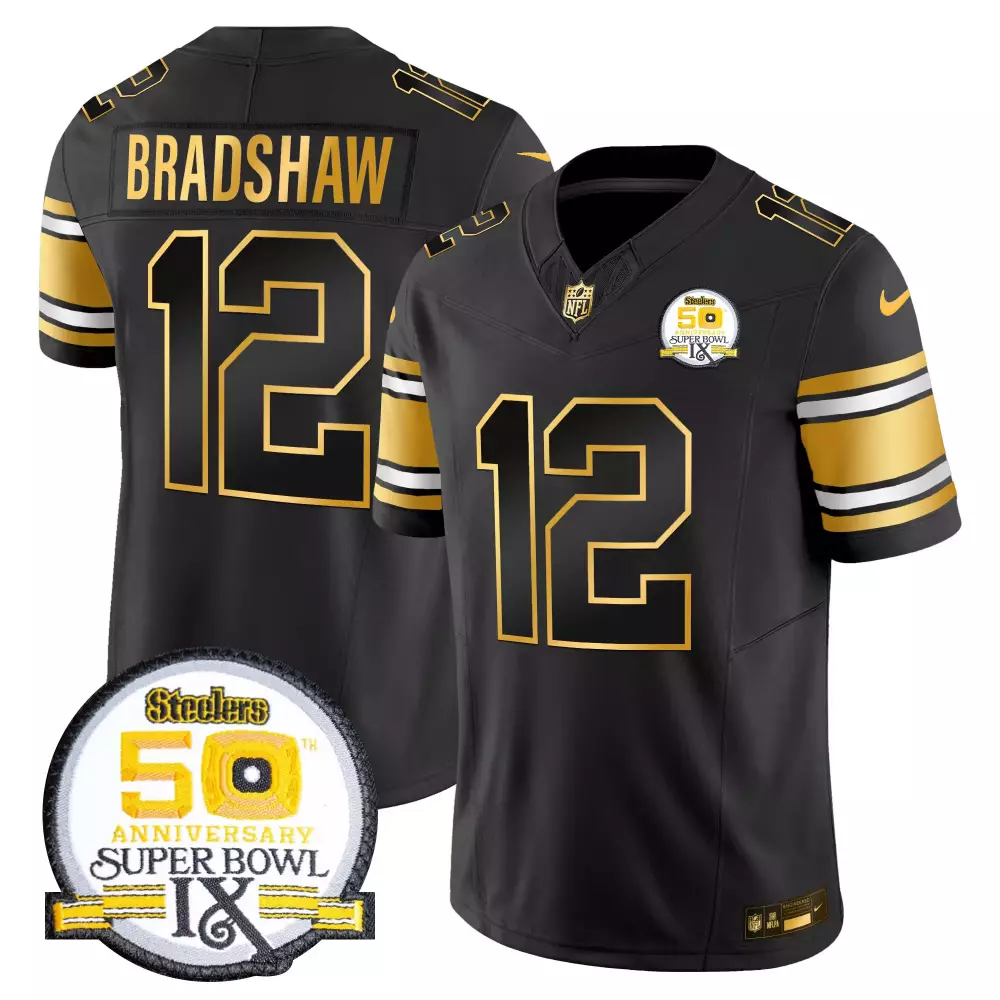 Terry Bradshaw Pittsburgh Steelers Throwback Vapor Jersey | Black & Gold 1933 Patch | Limited Edition Fan Gear | For Men, Women & Youth