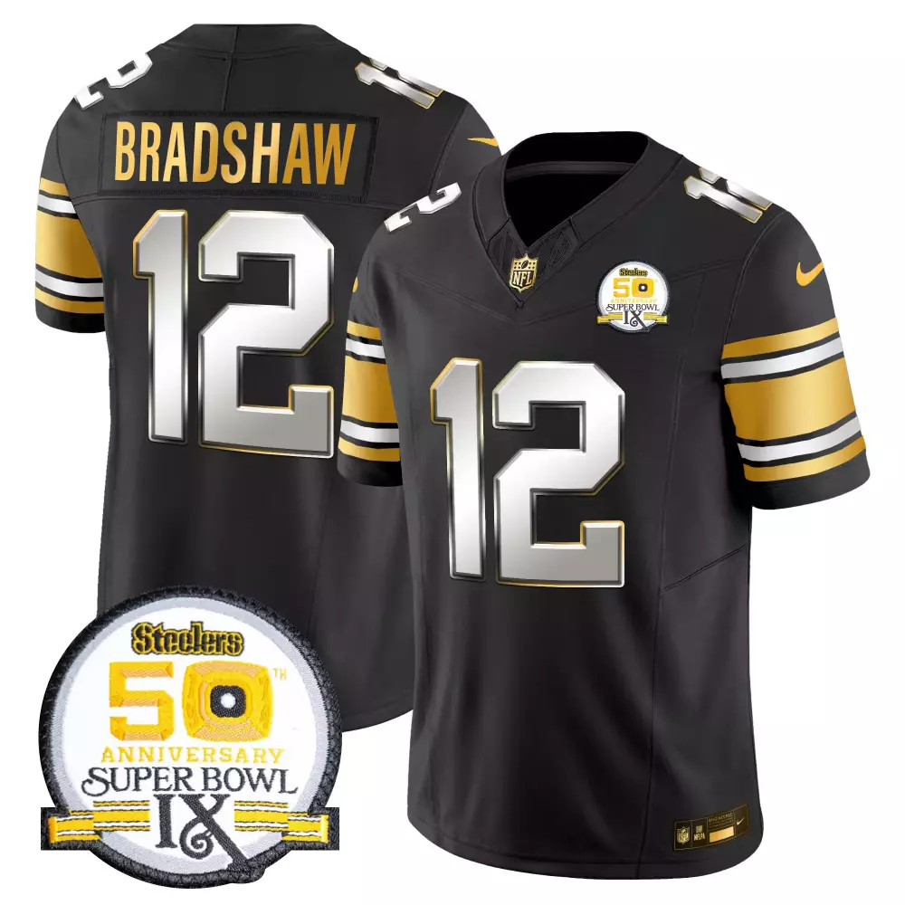 Terry Bradshaw Black Limited Steelers Throwback Jersey | 1933 Patch | Stitched Fan Gear for Men, Women & Youth
