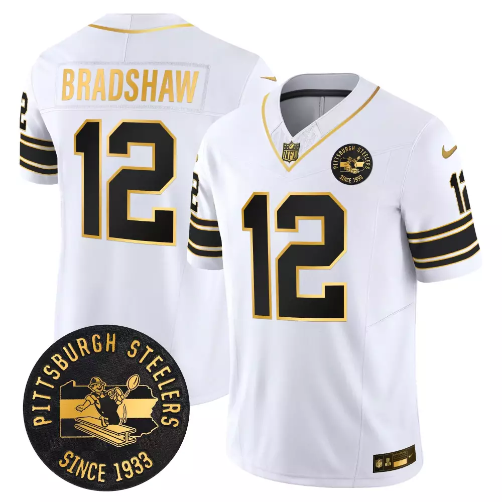 terry bradshaw white gold mens pittsburgh steelers throwback 1933 patch gold vapor limited jersey all stitched