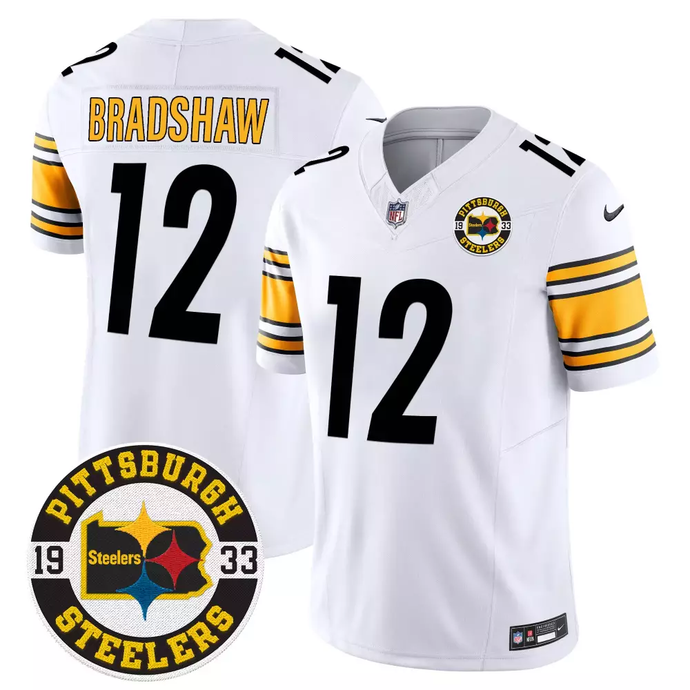 terry bradshaw white gold mens pittsburgh steelers throwback 1933 patch gold vapor limited jersey all stitched