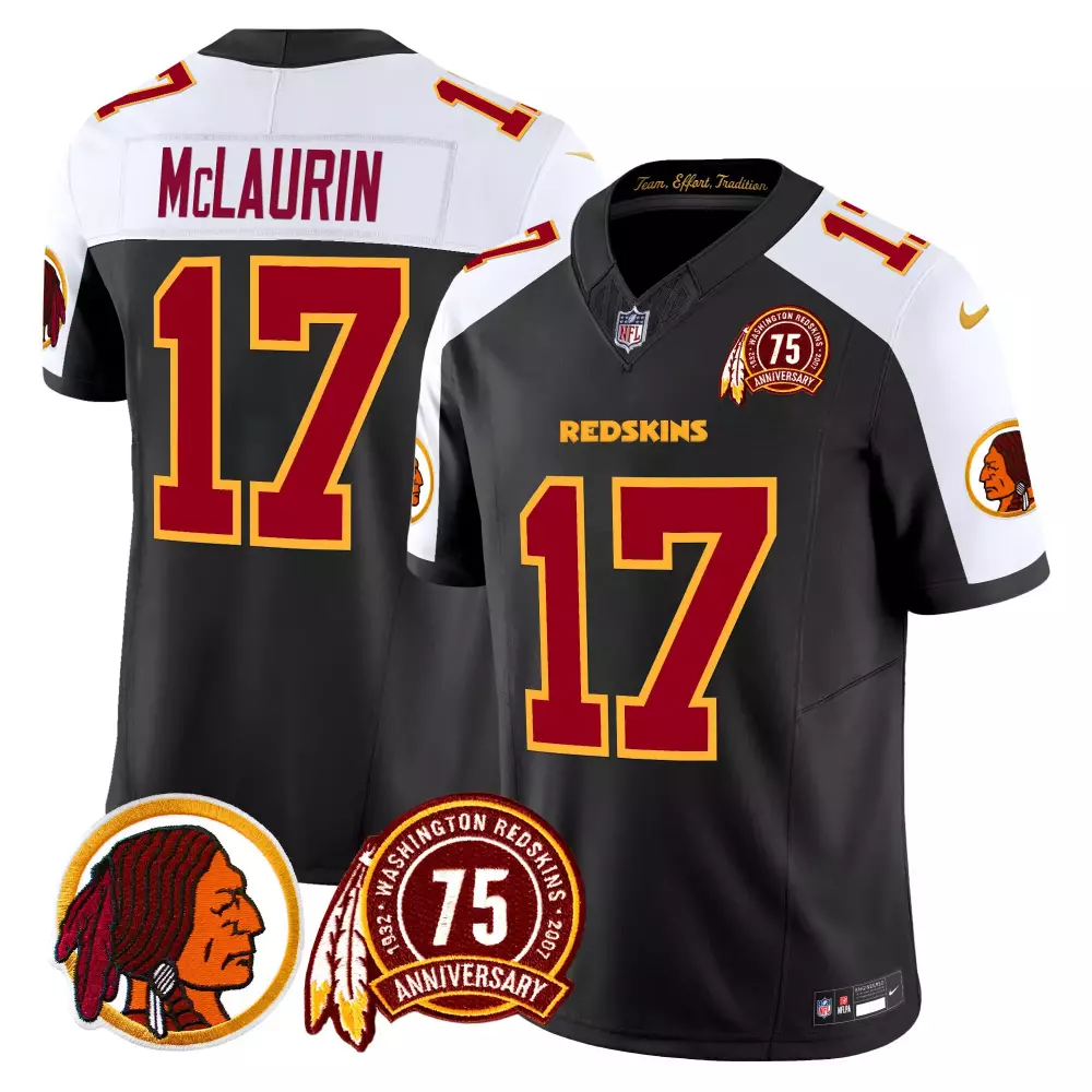 terry mclaurin black alternate mens washington redskins 75th patch throwback vapor premier limited jersey all stitched