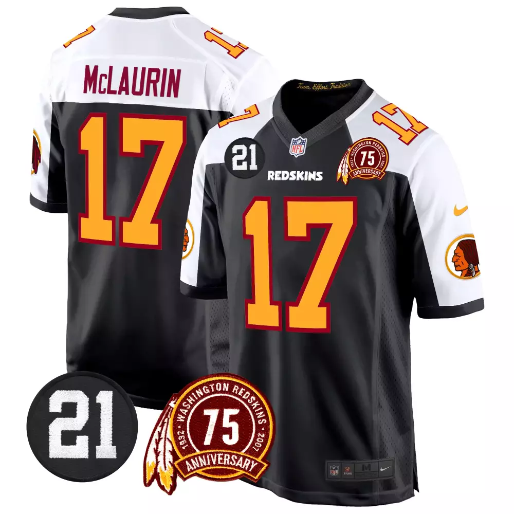 terry mclaurin black alternate mens washington redskins 75th patch throwback vapor premier limited jersey all stitched
