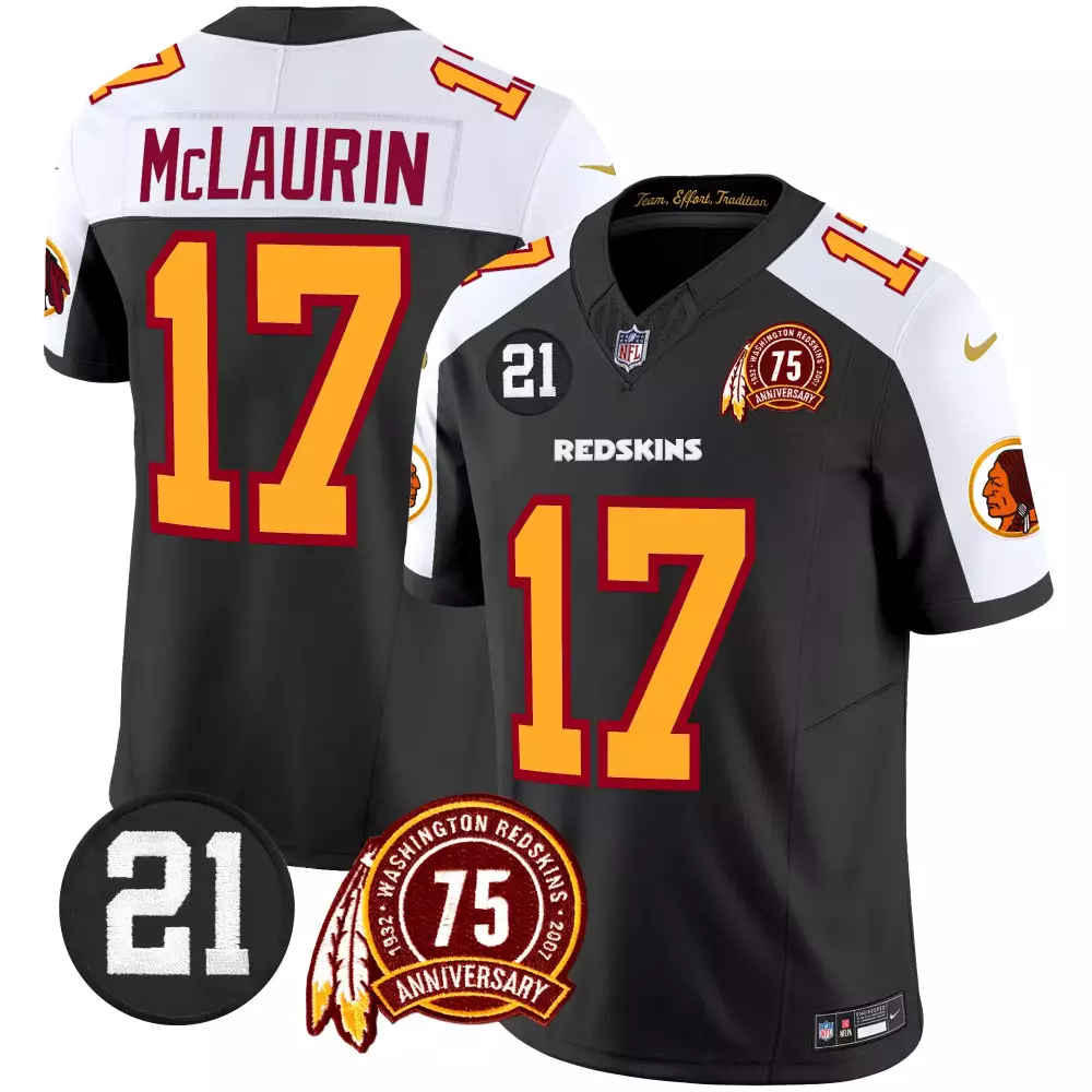 terry mclaurin black alternate mens washington redskins 75th patch throwback vapor premier limited jersey all stitched