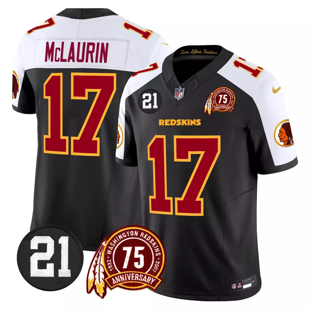 terry mclaurin black alternate mens washington redskins 75th patch throwback vapor premier limited jersey all stitched
