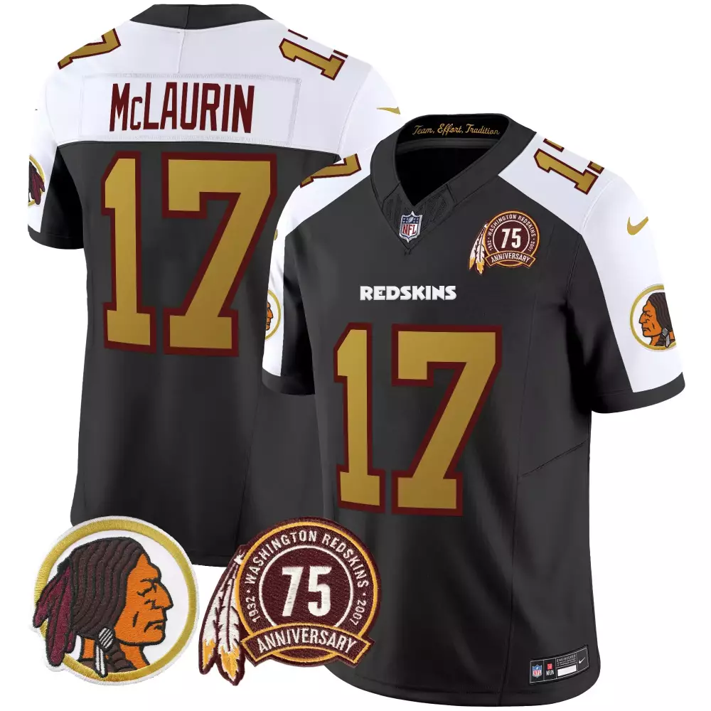 terry mclaurin black alternate mens washington redskins throwback 75th patch vapor limited jersey all stitched