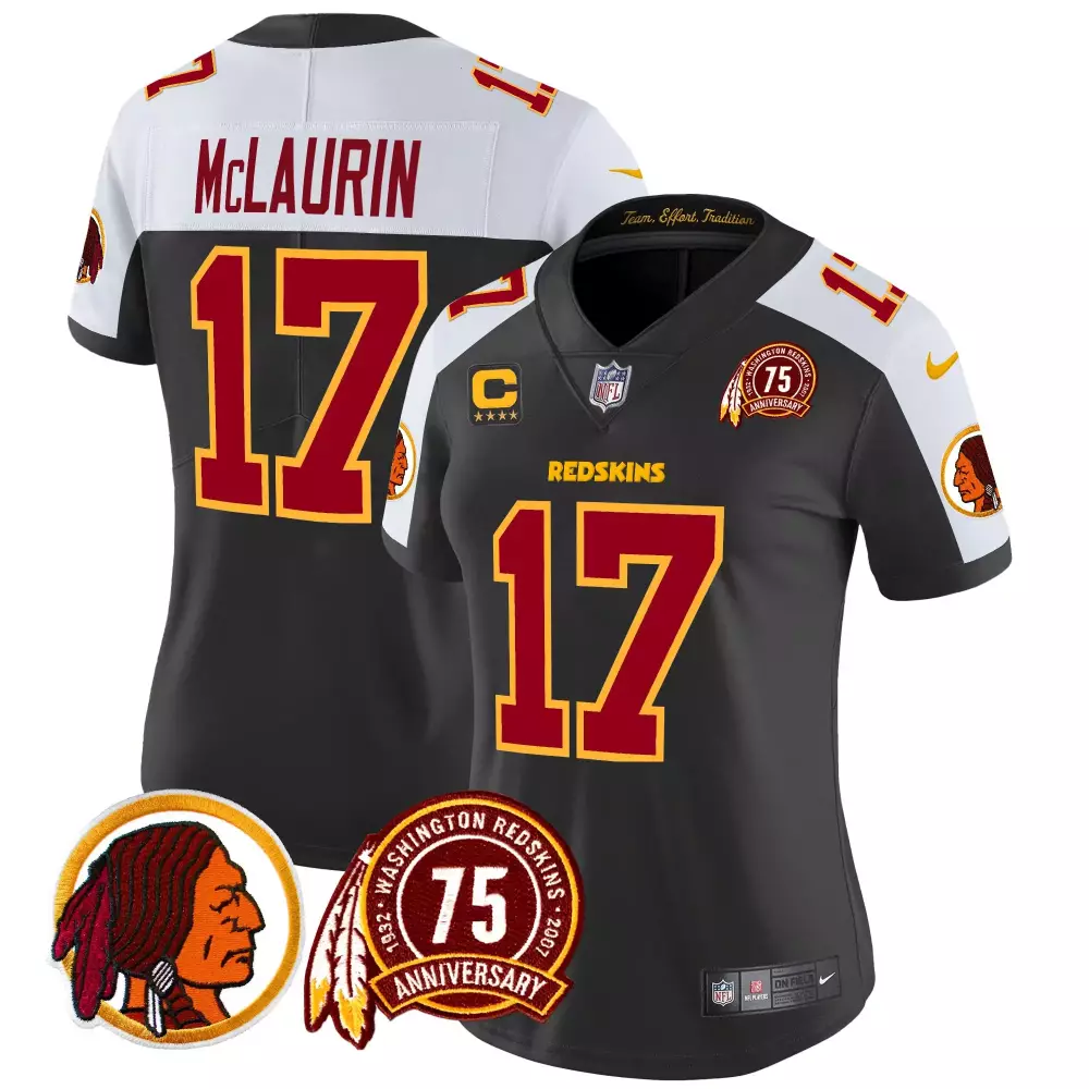terry mclaurin black alternate womens washington redskins 75th patch throwback vapor limited jersey all stitched