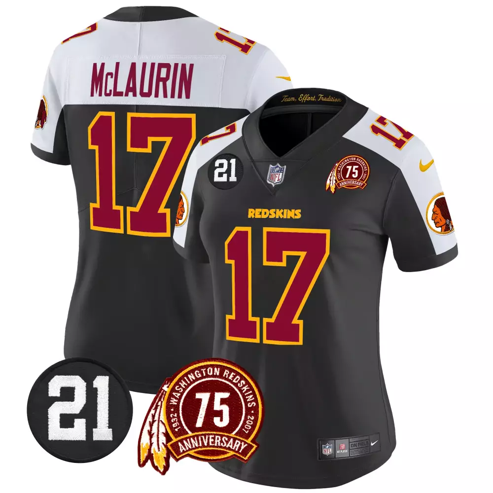 terry mclaurin black alternate womens washington redskins 75th patch throwback vapor limited jersey all stitched