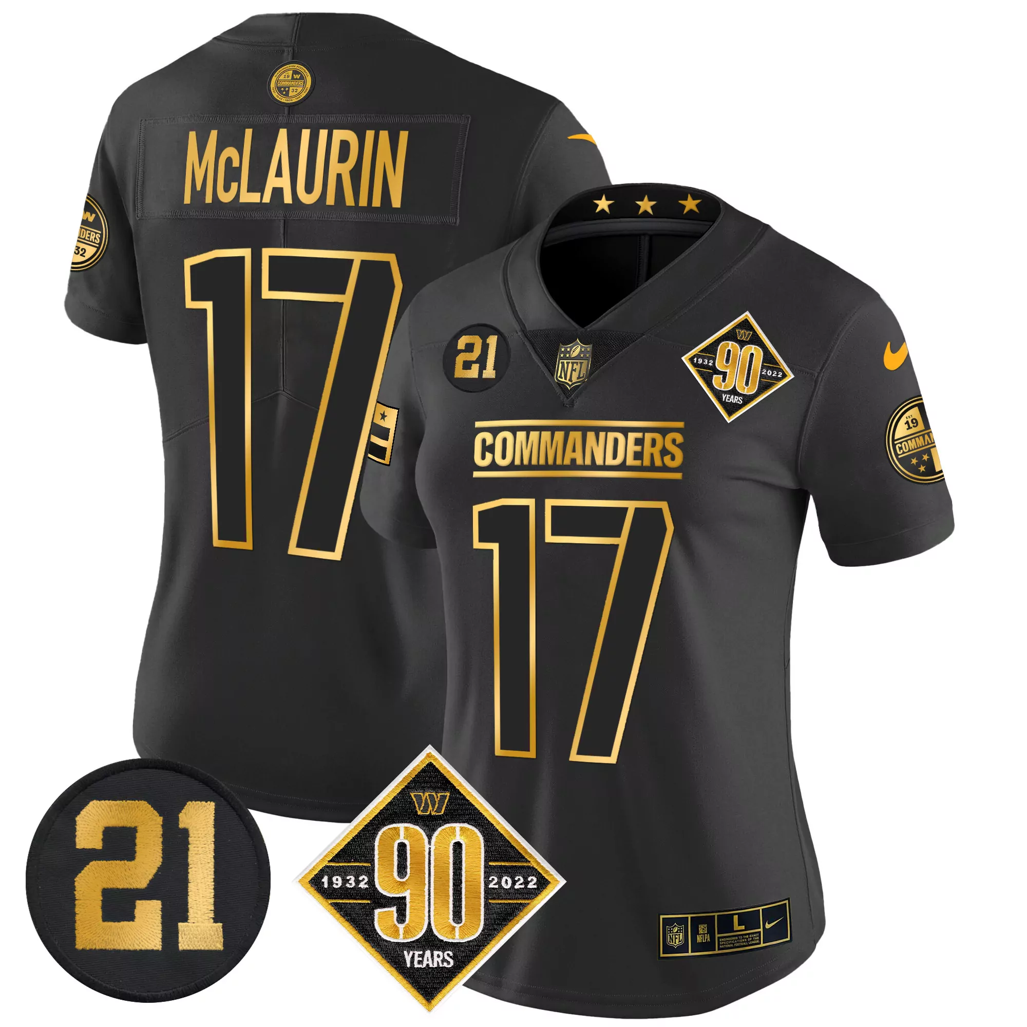 terry mclaurin black gold mens washington commanders 90th sean taylor patch gold vapor limited jersey all stitched