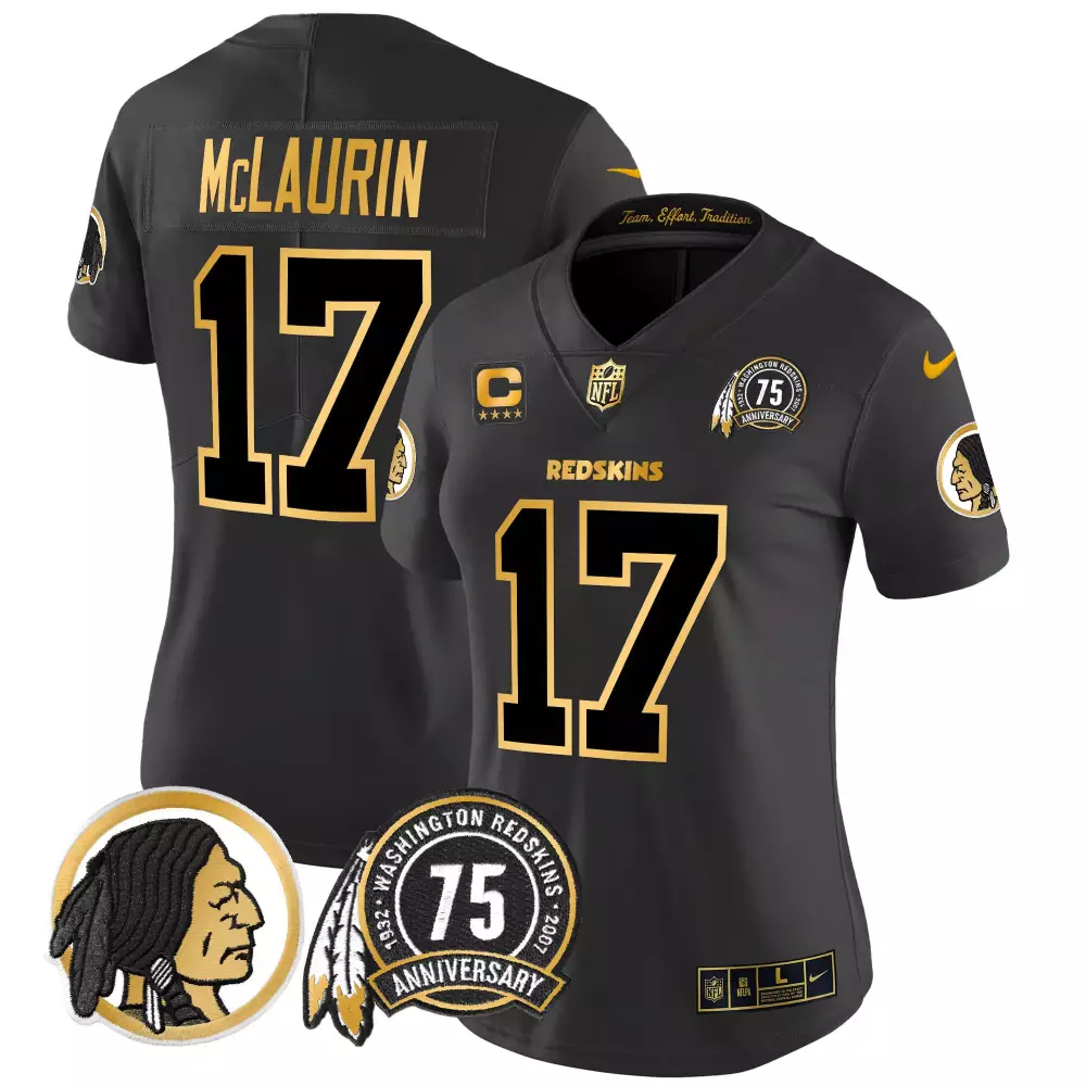 terry mclaurin black gold womens washington redskins 75th patch throwback gold vapor limited jersey all stitched