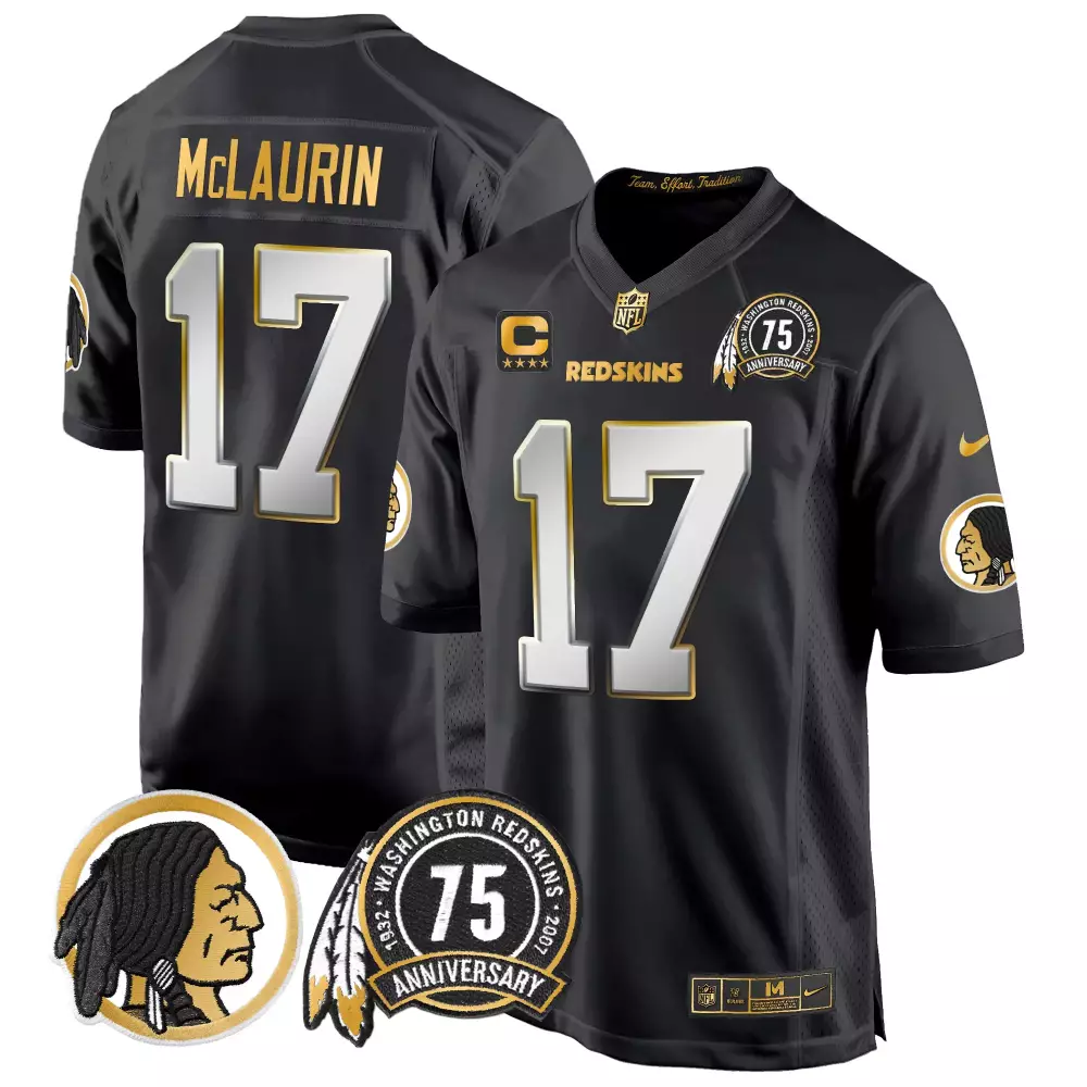 terry mclaurin black gold womens washington redskins 75th patch throwback gold vapor limited jersey all stitched