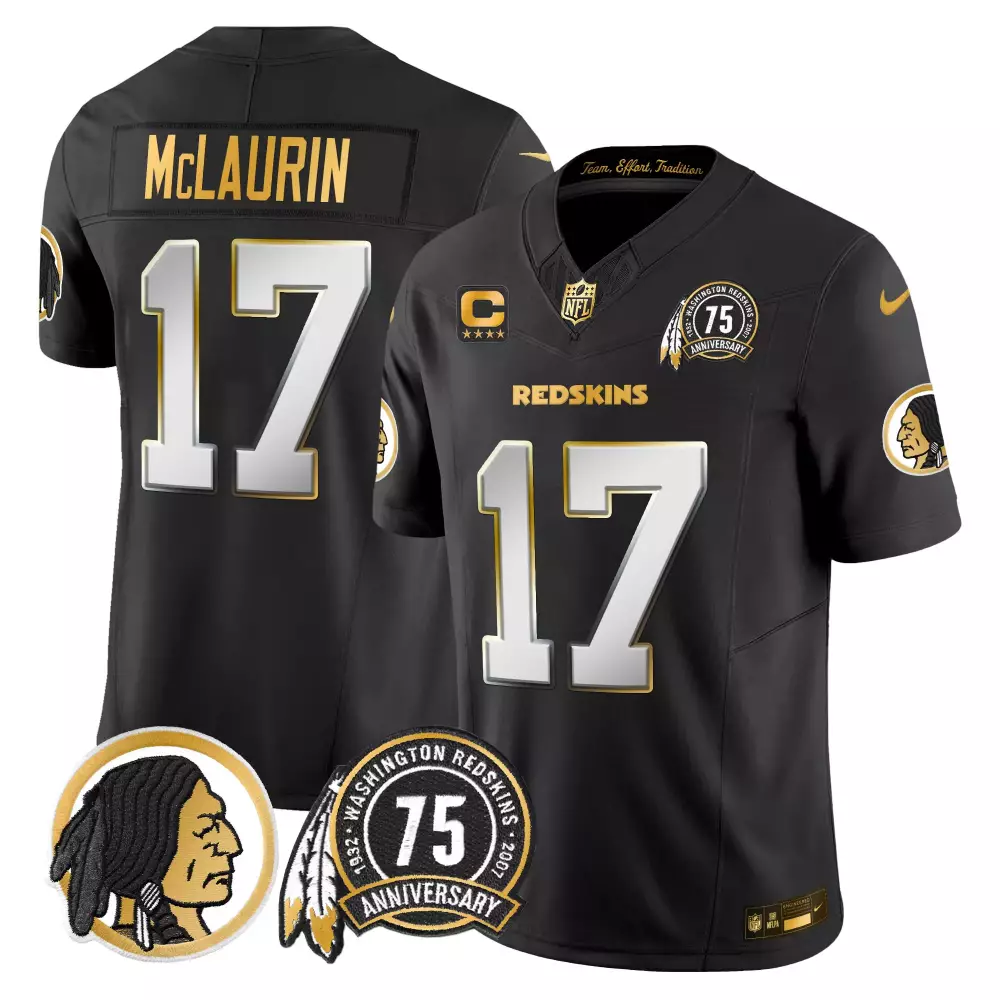 terry mclaurin black gold womens washington redskins 75th patch throwback gold vapor limited jersey all stitched