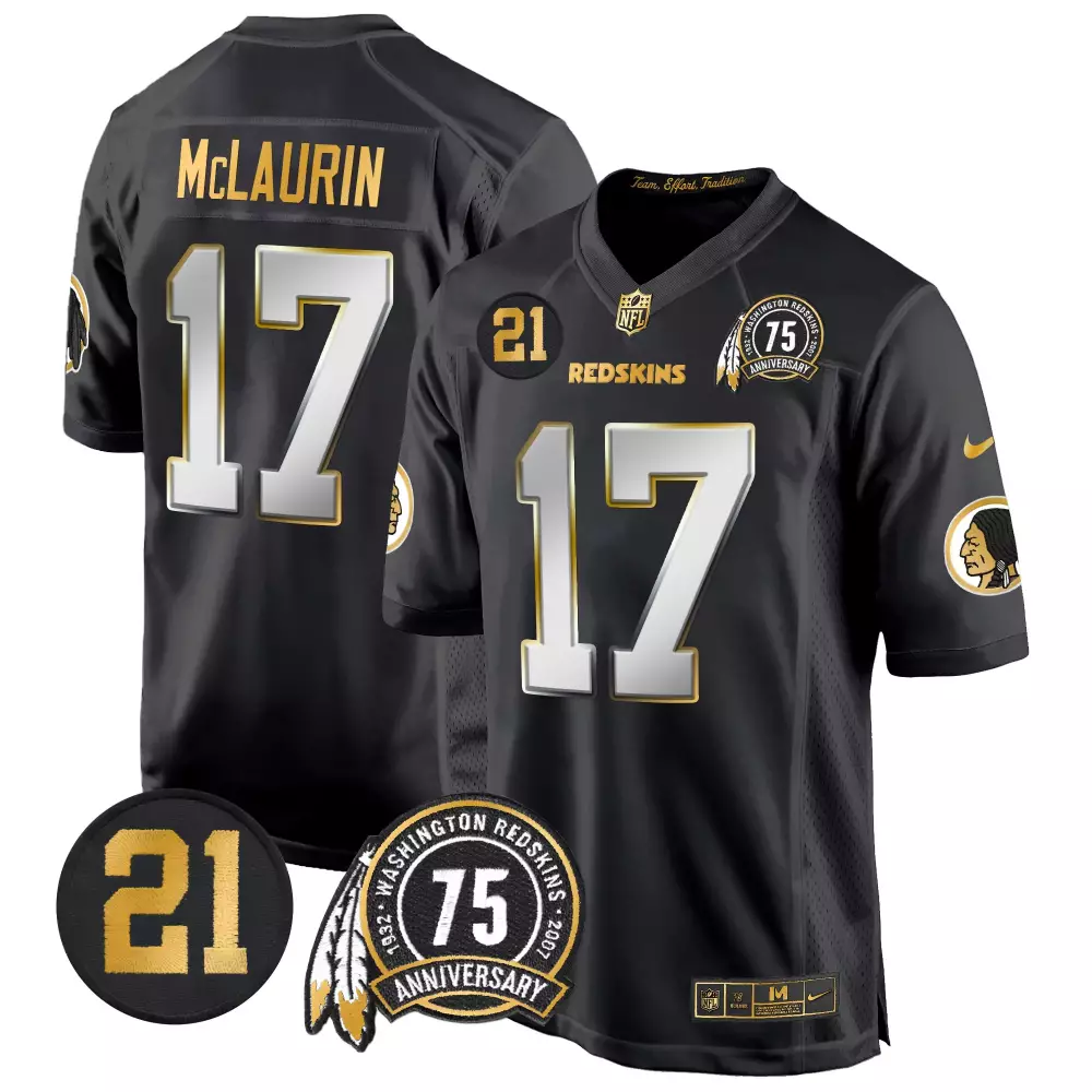 terry mclaurin black gold womens washington redskins 75th patch throwback gold vapor limited jersey all stitched