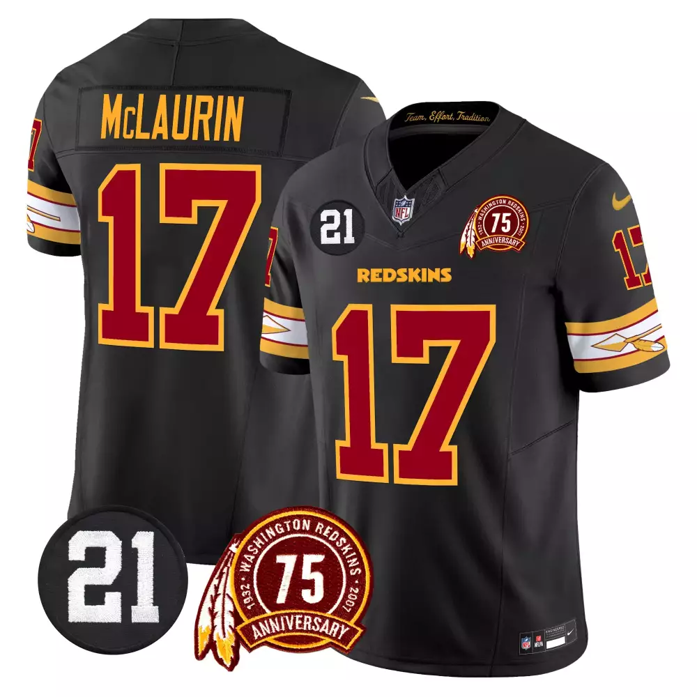 Terry McLaurin Black Men's 75th Sean Taylor Patch Vapor Limited Jersey V2 | All Stitched | Fan Gear | For Men, Women & Youth
