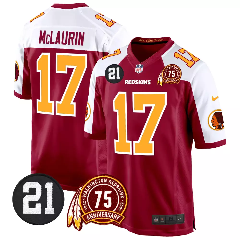 terry mclaurin burgundy alternate mens washington redskins 75th patch vapor limited jersey all stitched